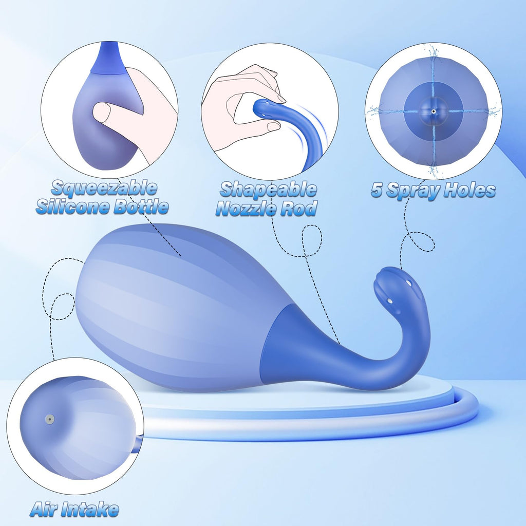 Enema Anal Douches for Men Women - Enema Bulb with Bendable Silicone Nozzles for Men Women Colon Cleanse, Anti Backflow Shower D