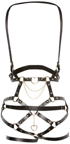 Leg Avenue Wet Look Cage Strap Garter Ted Black Color
