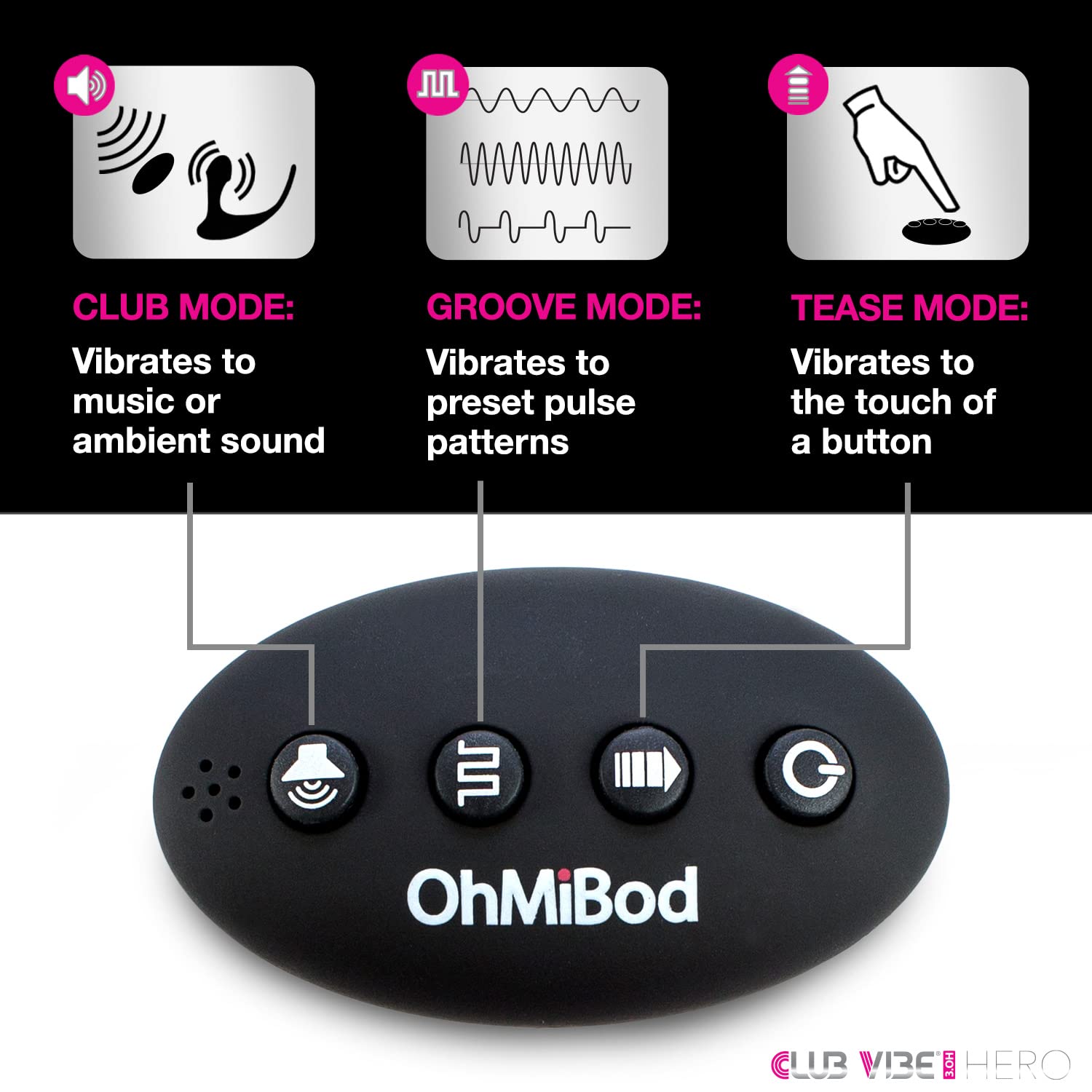Ohmibod Club Vibe 3.Oh Hero Wearable Anal Vibrator - Wireless Remote Control Vibrating Butt Plug - Personal Massager For Women -