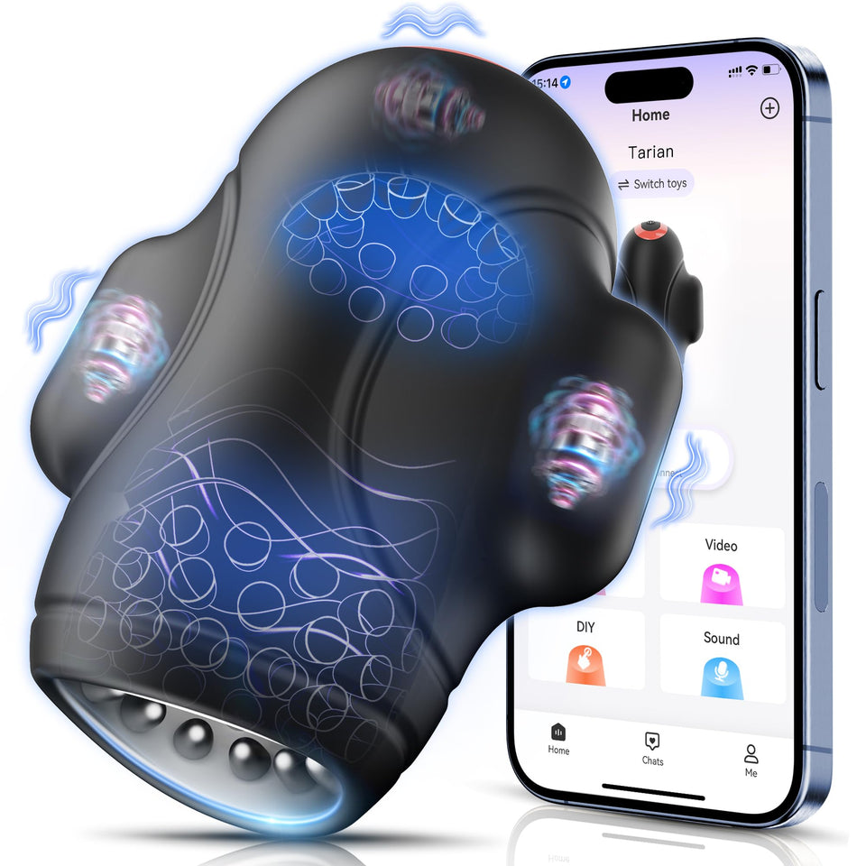 Vibiul Male Sex Toys for Men - 4IN1 Male Masturbator Penis Vibrator 10 Vibrating & 3 Motors Stroker with App Control, 360 Wrappi
