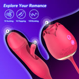 Rose Sex Toys Sucking Vibrator, G Spot Dildo Vibrator for Women with 10 Suctions 10 Flapping Modes, Rose Sex Stimulator Adult Se