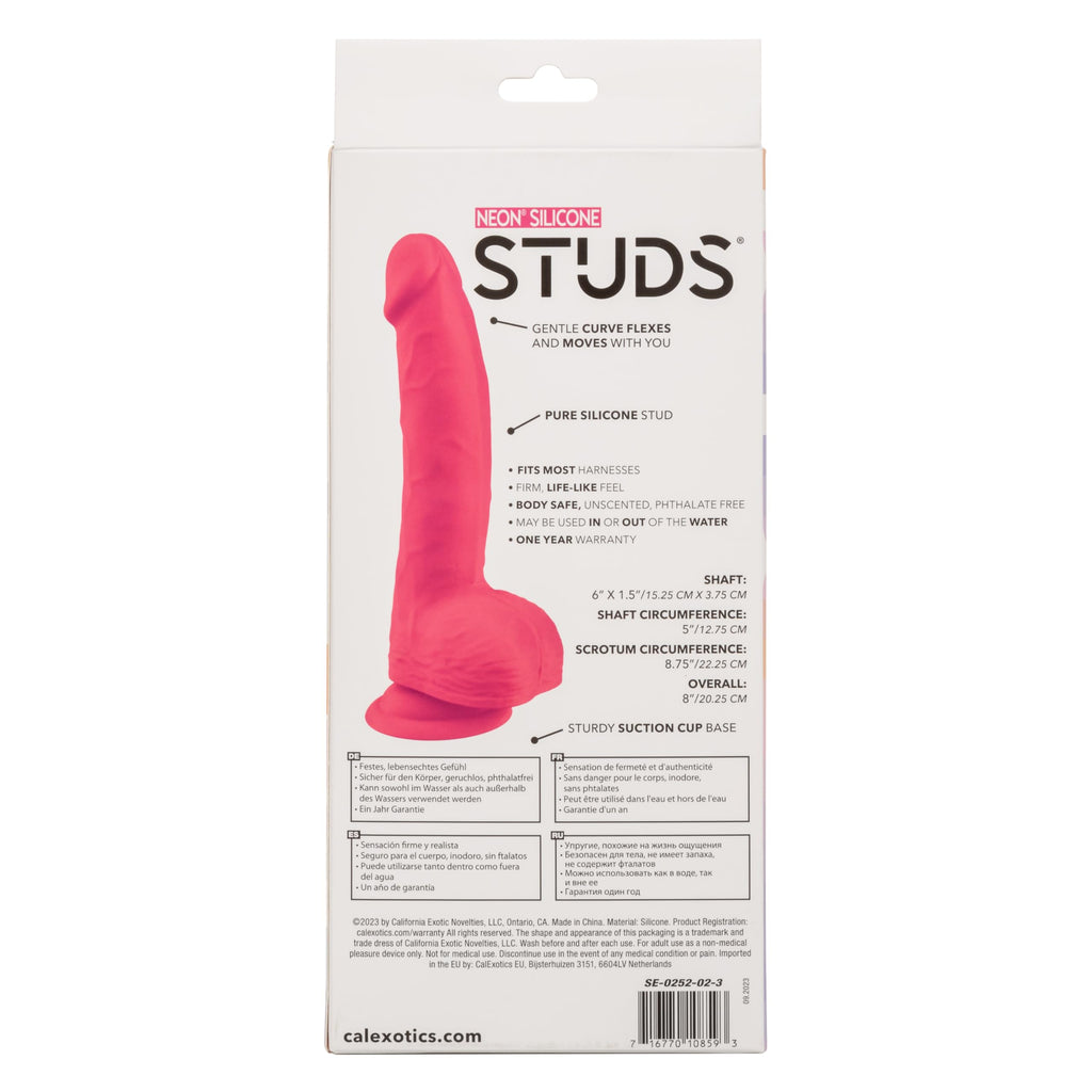 Neon Silicone Studs 6In Pink
