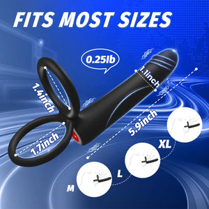 Anal Dildo Vibrator Sex Toys for Men, Strap-On Dildo Butt Plug with Vibrating Cock Ring, Male Penis Vibrator with 10 Vibration M