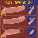 Oxyfort Vibrating Male Sex Toys Penis Extender Sleeve Set-Detachable Cock Sleeve Vibrator with 10 Vibrations, Realistic Penis Ri