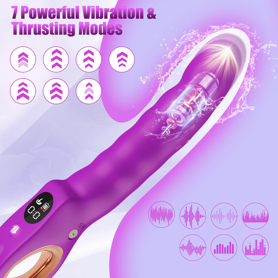 Sex Toys Thrusting Vibrator, G Spot Vibrator Clitoral Vibrators Hollow Handle with Powerful 7 Thrusting & 7 Vibrating Modes, Ana