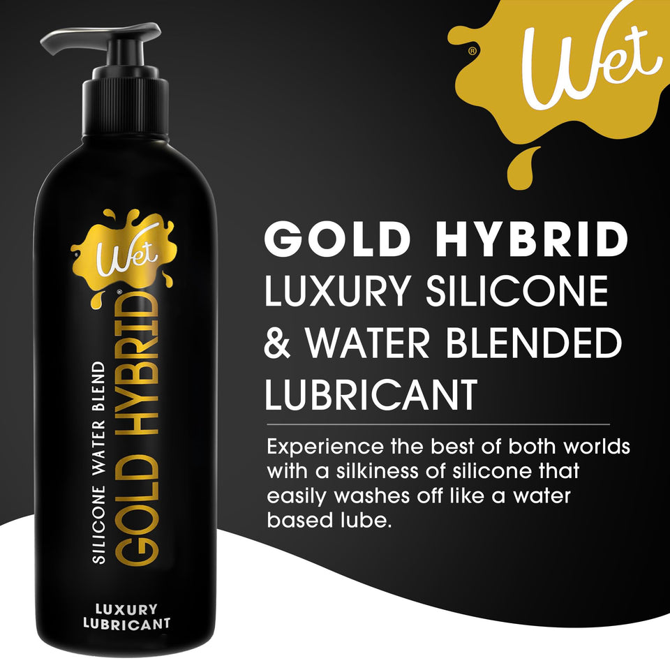 Wet Gold Hybrid Silicone and Water-Based Lubricant | Long-Lasting Performance, Premium Formula | pH-Balanced, Hypoallergenic, Gl