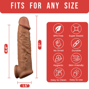 Penis Sleeve Extender Cock Sleeve Extension Sheath Silicone Penis Ring Enlarge Thicken Reusable Realistic Condom Enlarger Male S