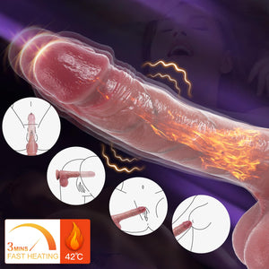 Thrusting Dildo Vibrator Sex Toys - 8.5 Inch Realistic Dildos with 7 Thrusting & 10 Vibrating & Heating Modes, Remote Control St