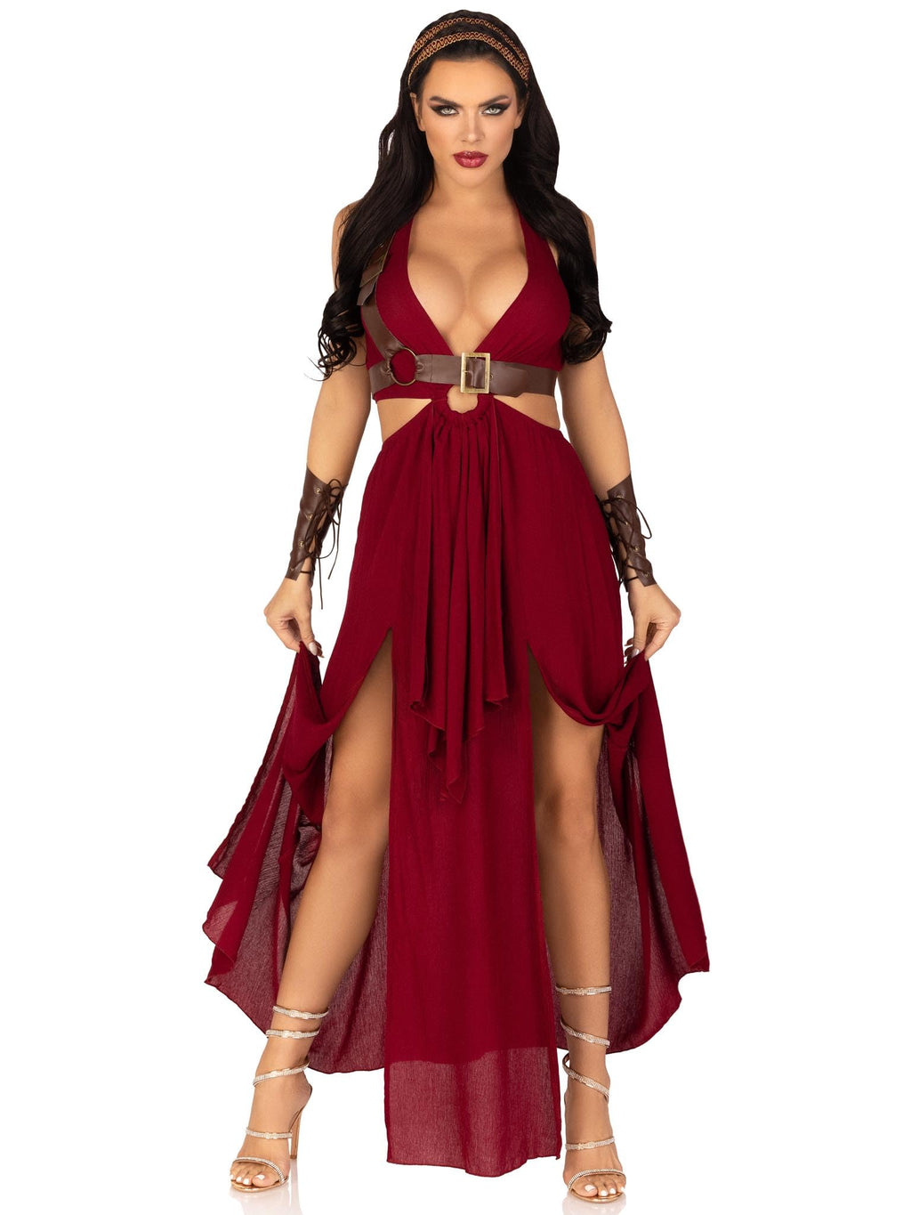 4Pc.Warrior Maiden,Dress,Arm Cuffs,Shoulder Harness,Headpiece