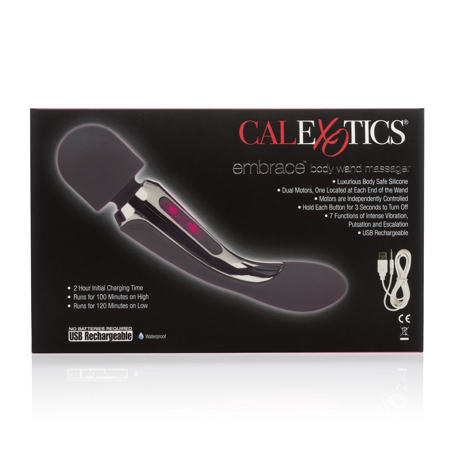 Calexotics Embrace Body Wand Massager     Silicone Waterproof Vibrator     7 Function Rechargeable Adult Sex Massager For Couple