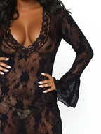 Stretch Lace Deep-V Bell Sleev