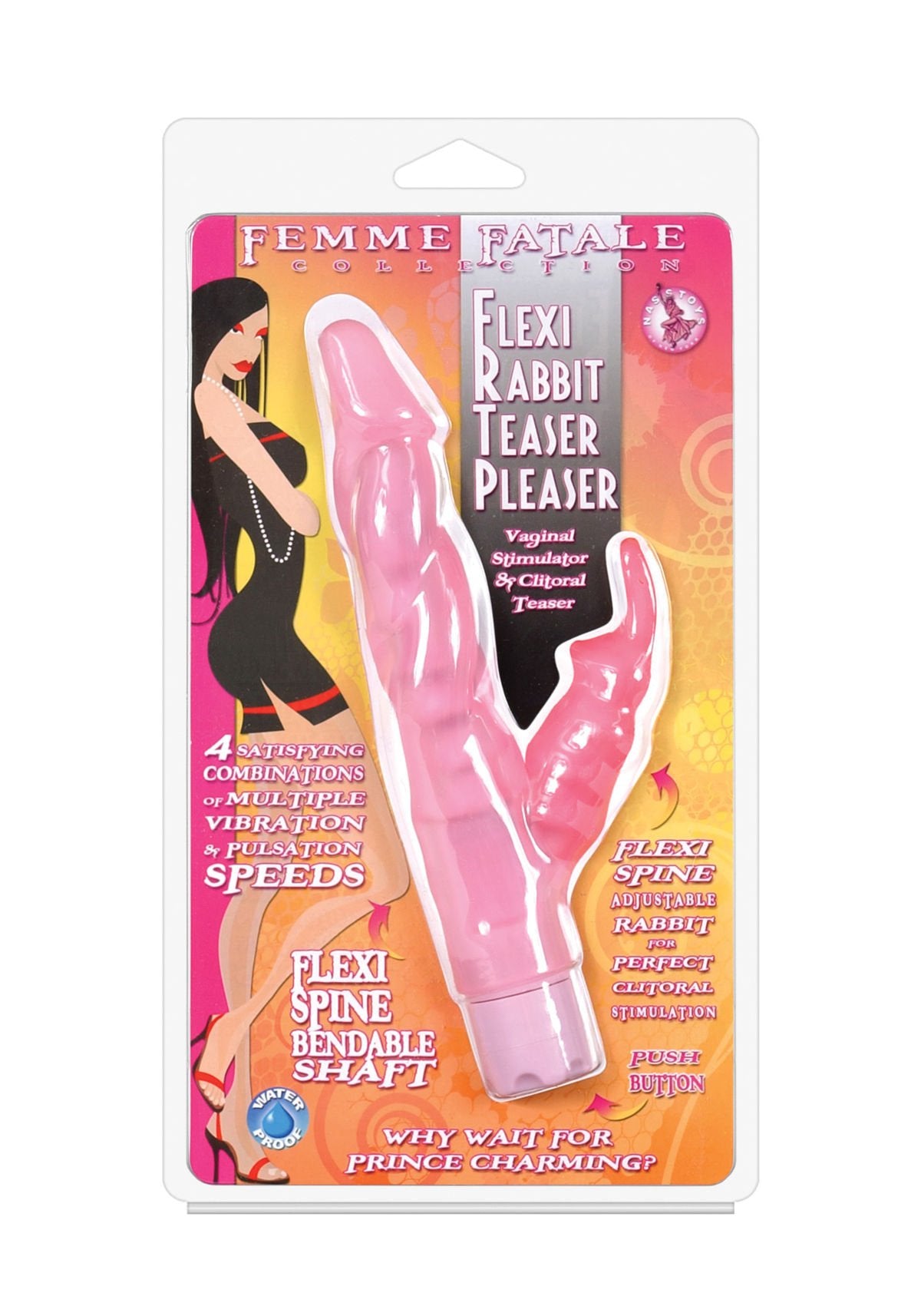 Femme Fatale Collection Flexi Rabbit Teaser Pleaser Waterproof Vibrator, Bubblegum