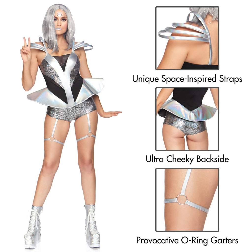 Leg Avenue Space Cadet, Features Iridesce Silver Color