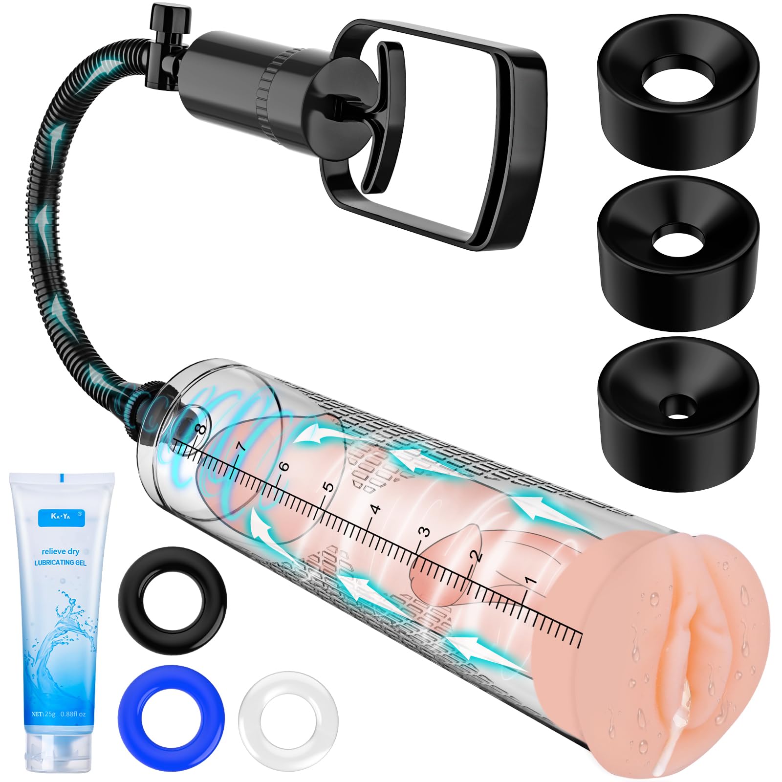 Penis Pump Sex Toys for Men,9 Pcs Vacuum Pene Enlargement Male Sex Toys Kit,for Men Stronger Lasting Bigger Erections with Mastu