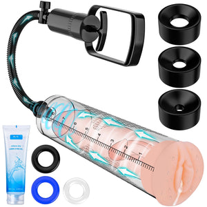 Penis Pump Sex Toys for Men,9 Pcs Vacuum Pene Enlargement Male Sex Toys Kit,for Men Stronger Lasting Bigger Erections with Mastu