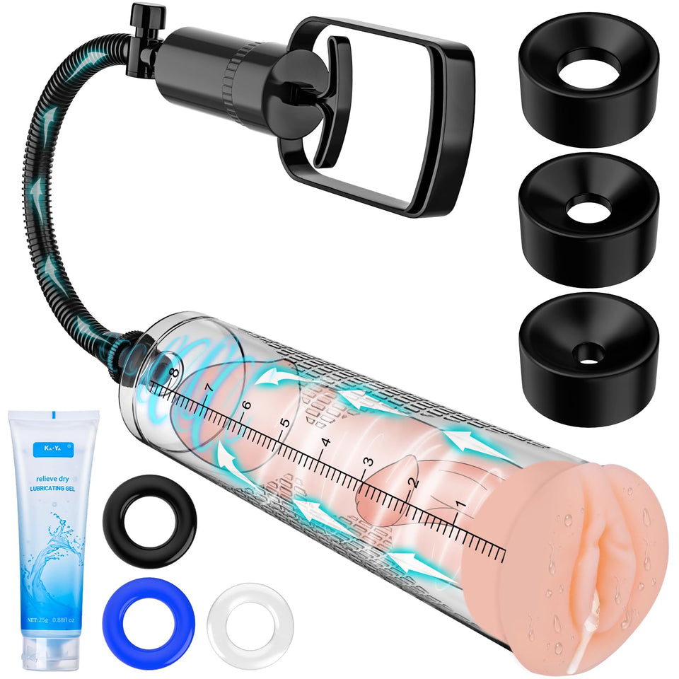 Penis Pump Sex Toys for Men,9 Pcs Vacuum Pene Enlargement Male Sex Toys Kit,for Men Stronger Lasting Bigger Erections with Mastu