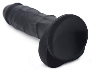 Strap U Power Pecker 7&quot; Silicone Dildo With Balls - Black,1 Count, 123312