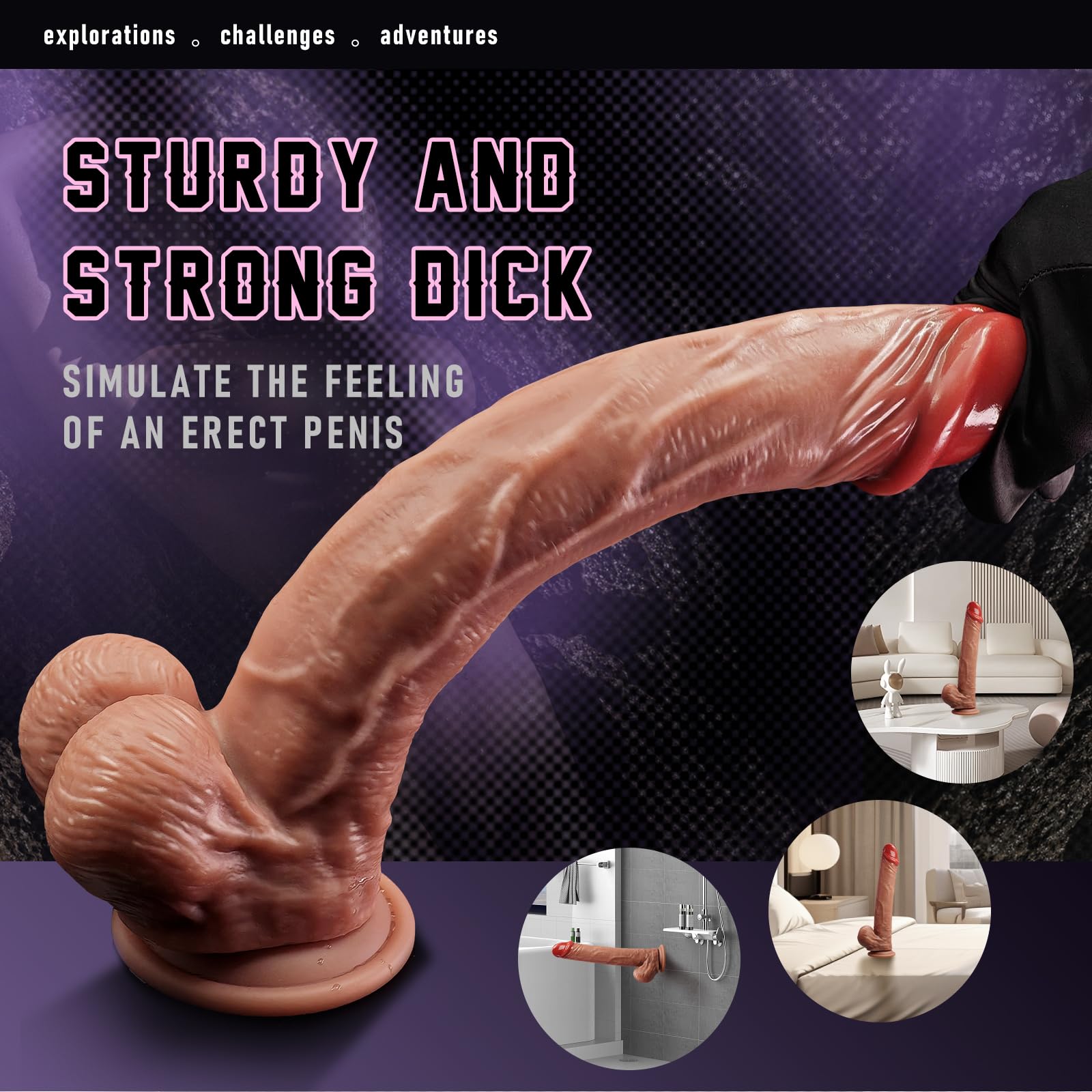 12 INCH Realistic Lifelike Silicone Dildo, Huge Size Monster Dildo with Powerful Suction Cup for Men Women Gay Hands-Free Anal P