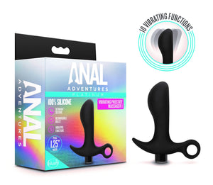 Blush Anal Adventures 4.25 Curved Vibrating Anal Plug, Ultrasilk Silicone Prostate Massager - 10 Vibration Modes, USB Rechargeab