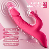 Thrusting Dildo Vibrator Adult Sex Toys for Women - 5IN1 App Control Adult Toys with 5 Thrust Dildos & Flapping Bunny & One-Clic