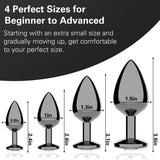 Anal Plug Beginner Set - 4 PCS Jewel Butt Plugs Sex Toy Anal Training Kit- Guncolor G Spot Anal Sex Adult Toy for Beginner Adult