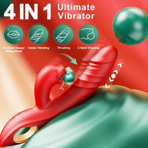 Vibrator Thrusting Dildo Adult Sex Toys, 4IN1 G Spot Vibrators Tongue Clitoral Stimulator Rose Sex Toy Dildos with 10 Vibrating