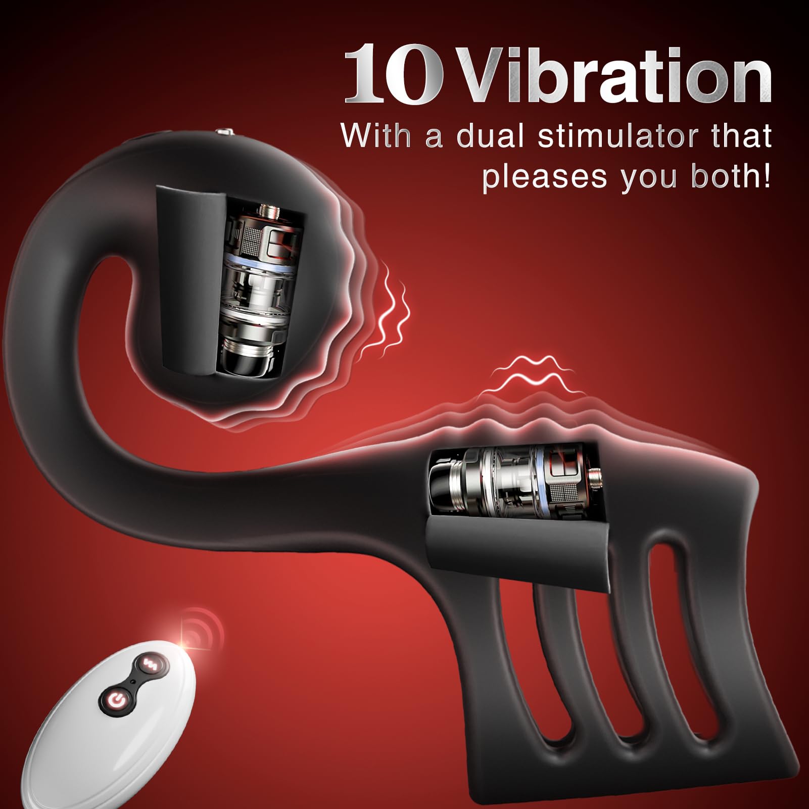 FYSHAVO Penis Ring Vibrator for Couples - Vibrating Cock Ring Sleeve with Snail-Shaped Vibrator Male Sex Toys, 10 Modes Remote C