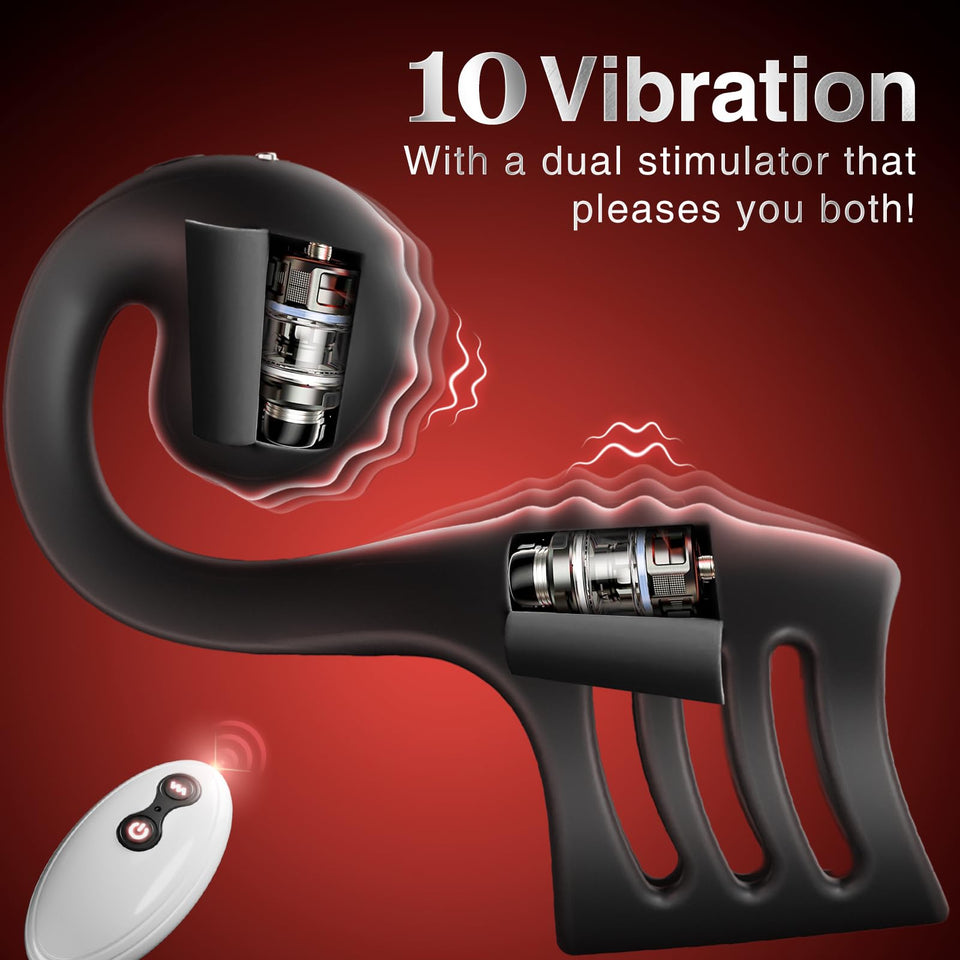 FYSHAVO Penis Ring Vibrator for Couples - Vibrating Cock Ring Sleeve with Snail-Shaped Vibrator Male Sex Toys, 10 Modes Remote C