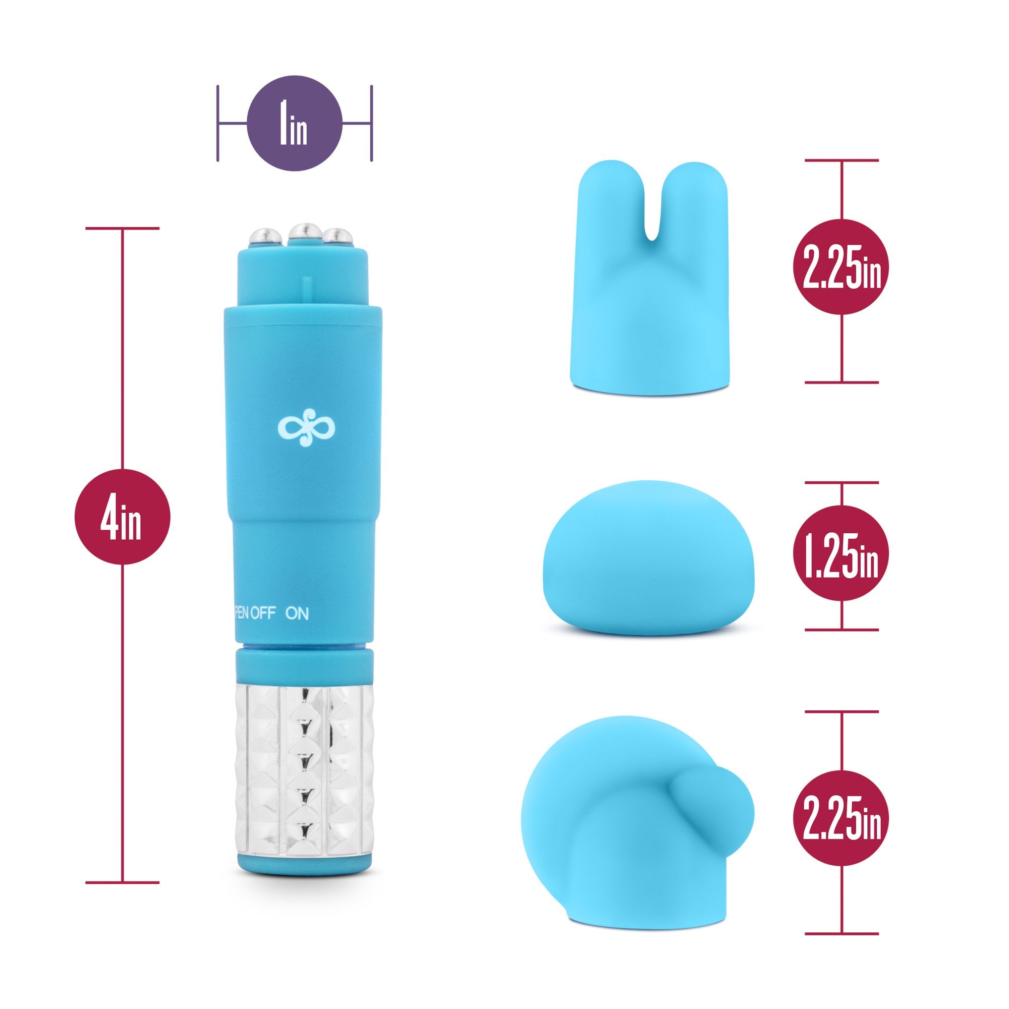 Blush Novelties Rose Revitalize Massage Kit - Massager, External Massager Vibrator - 3 Ultrasilk Smooth Puria Silicone Attachmen