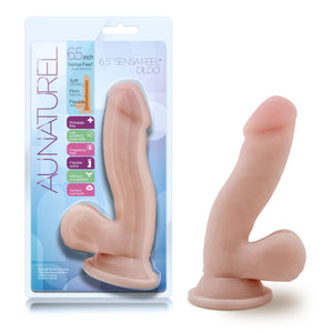 Blush Novelties Au Naturel 6.5 Inch Realistic Sensa Feel Dual Density Dildo - Strap On Compatible Suction Cup For Hands Free Pla