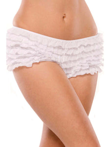 Coquette Women'S Ruffled Rhumba Booty Short, White, One Size/Xl