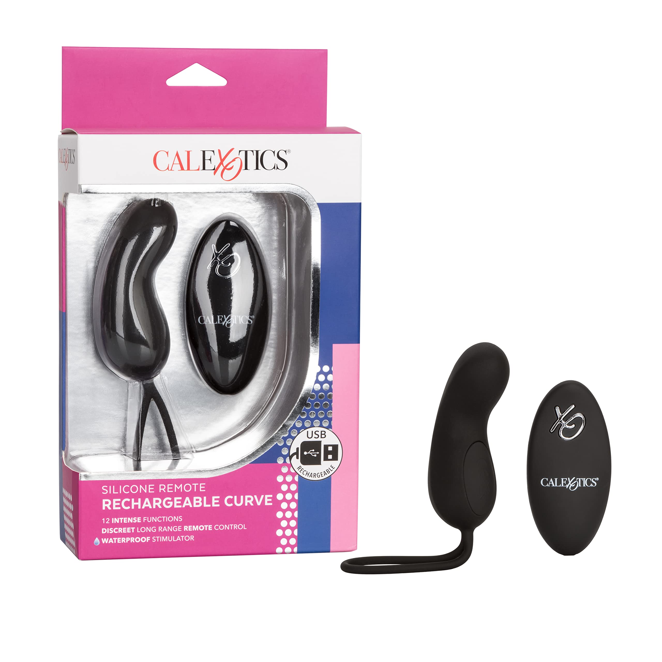 California Exotic Novelties Silicone Remote Rechargeable Curve Vibrator, Black (SE-0077-40-3)