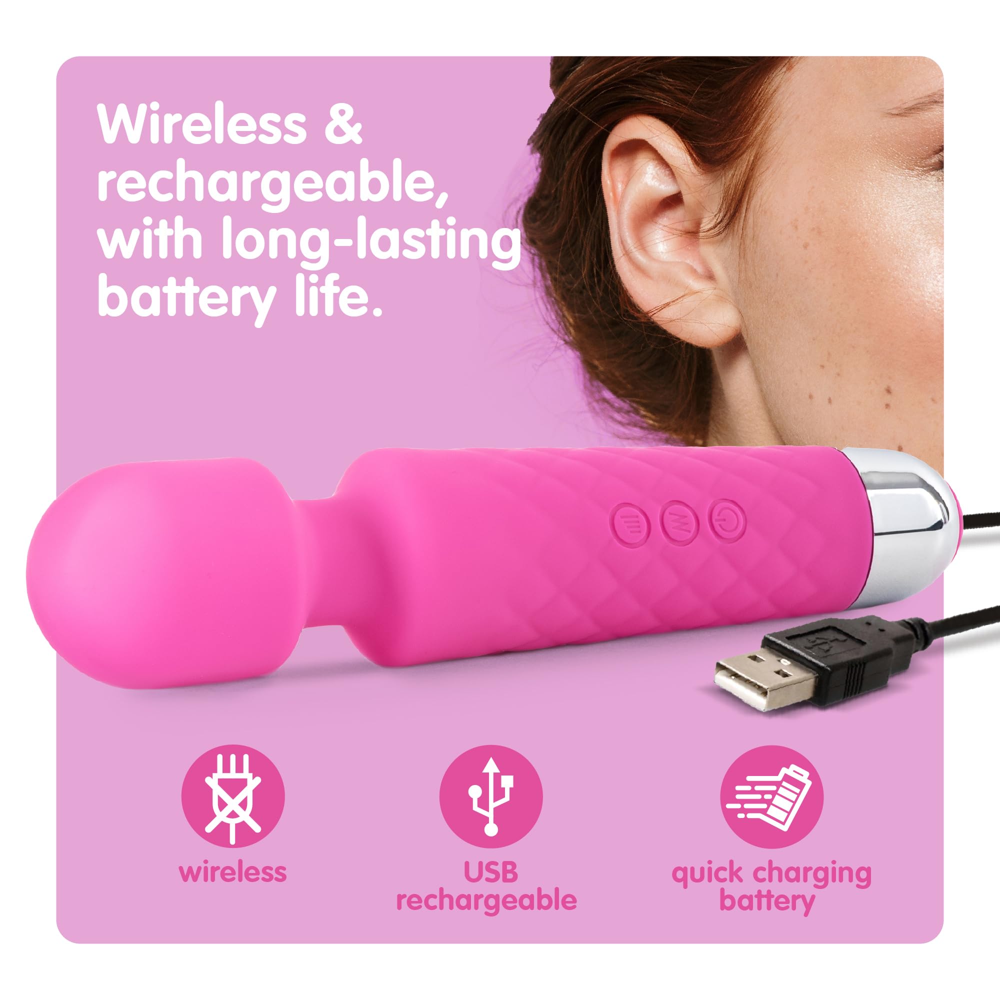 Oliver James Vibrator Wand for Women (Small) | Quiet Vibrating Dildo with 20 Patterns and 8 Speeds for Sexual Pleasure | Adult S