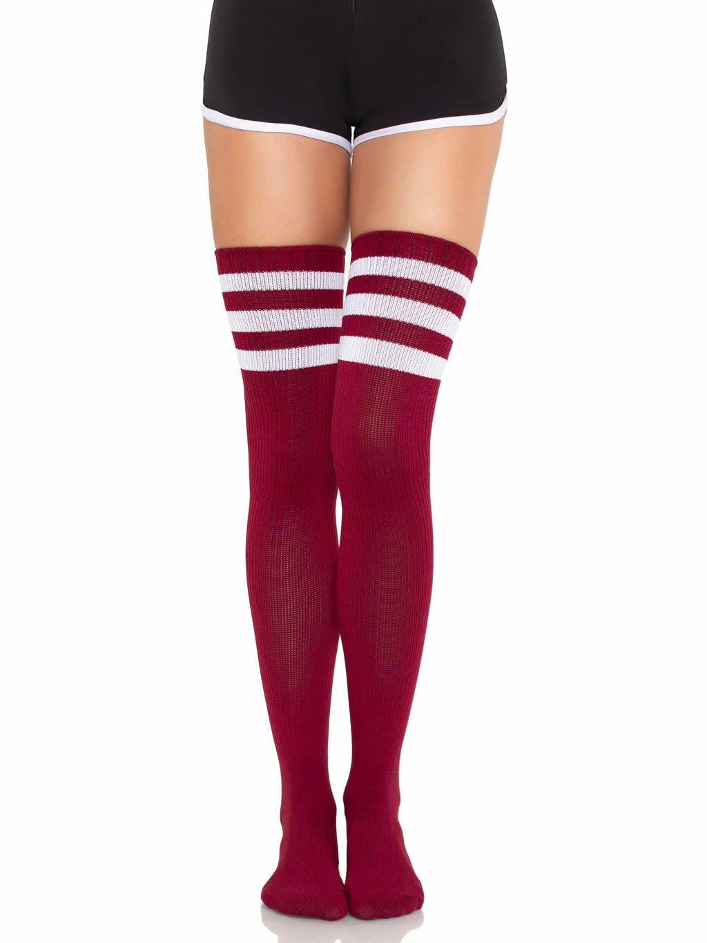 Athlete Thigh Hi W/ 3 Stripe Top O/S Burgundy