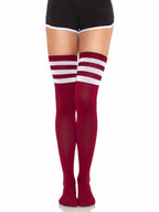 Athlete Thigh Hi W/ 3 Stripe Top O/S Burgundy