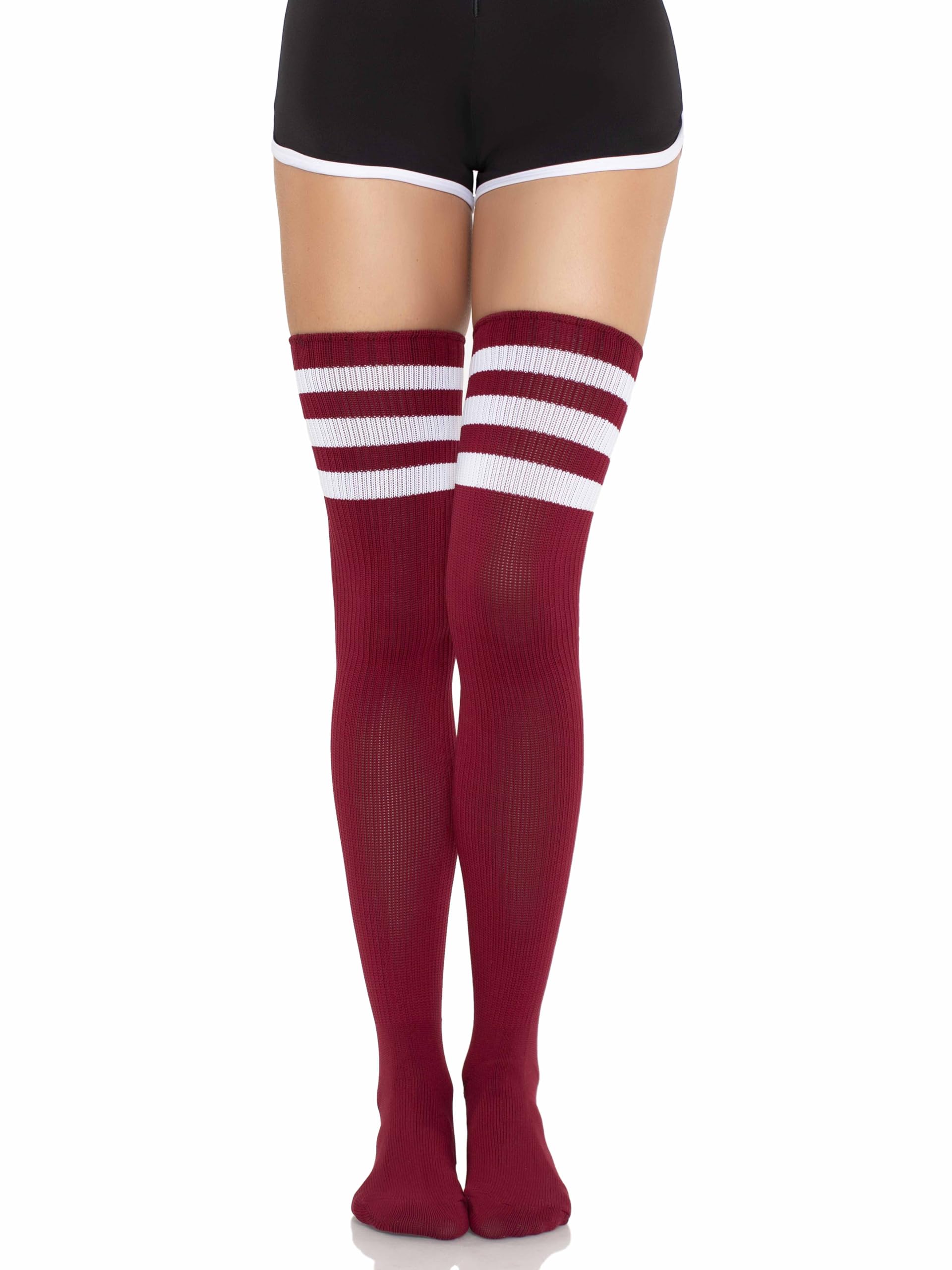 Athlete Thigh Hi W/ 3 Stripe Top O/S Burgundy