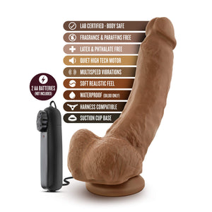 Blush Novelties Loverboy The Boxer - 9 Inch Long Vibrating Dildo Remote Control - 2'' Thick Soft Realistic Shaft - Sturdy Suctio