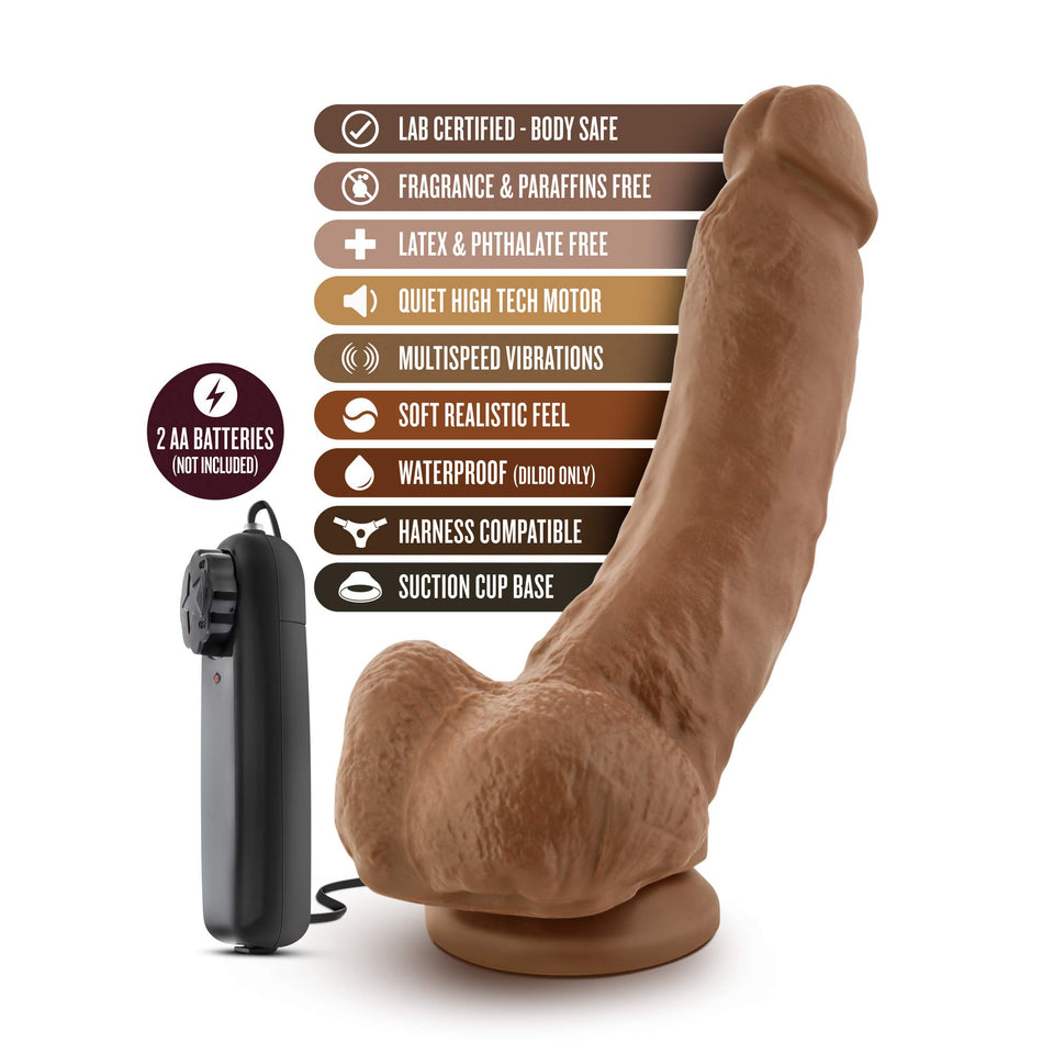 Blush Novelties Loverboy The Boxer - 9 Inch Long Vibrating Dildo Remote Control - 2'' Thick Soft Realistic Shaft - Sturdy Suctio