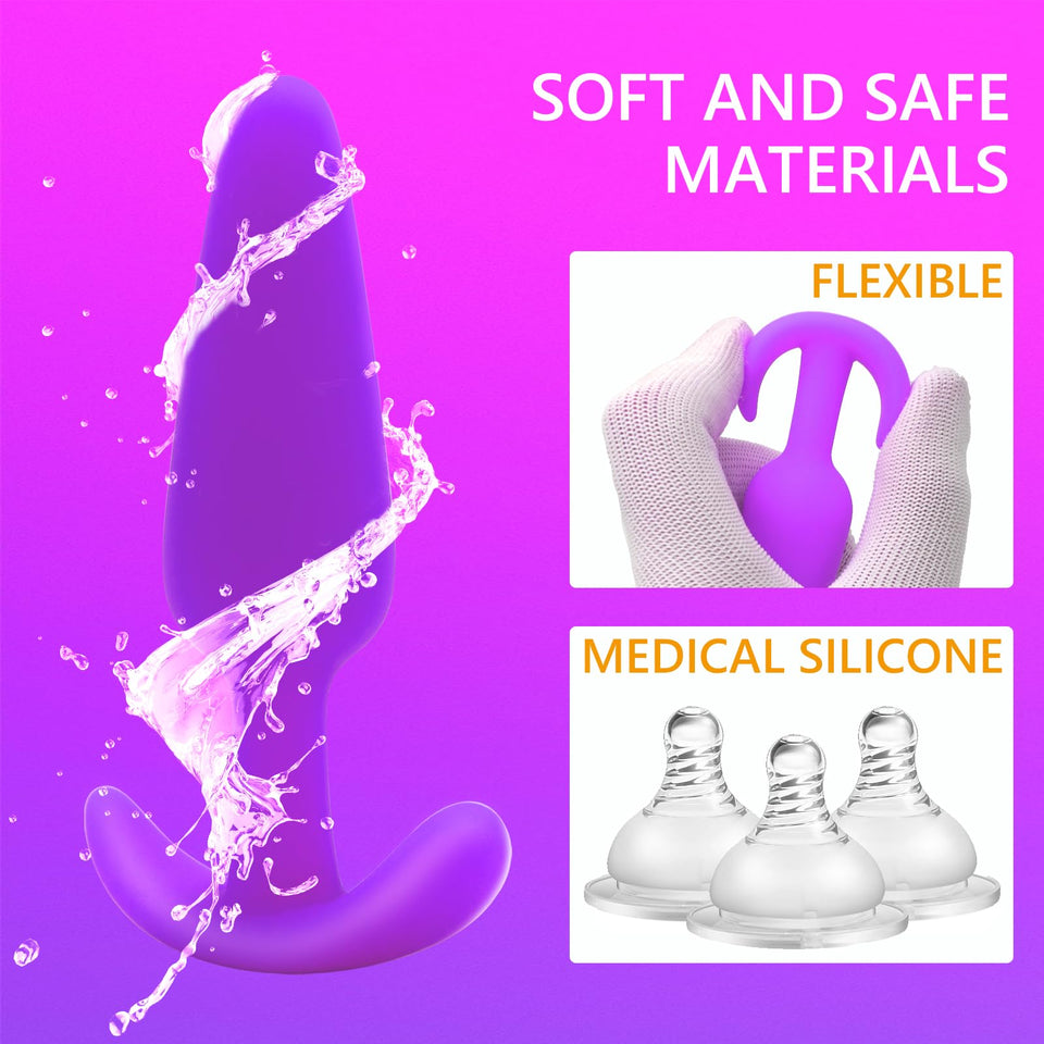 Eastgoal Adult Anal Sex Toys, Set of 3 Silicone Taper Sized Butt Plug Training Kits (Purple)
