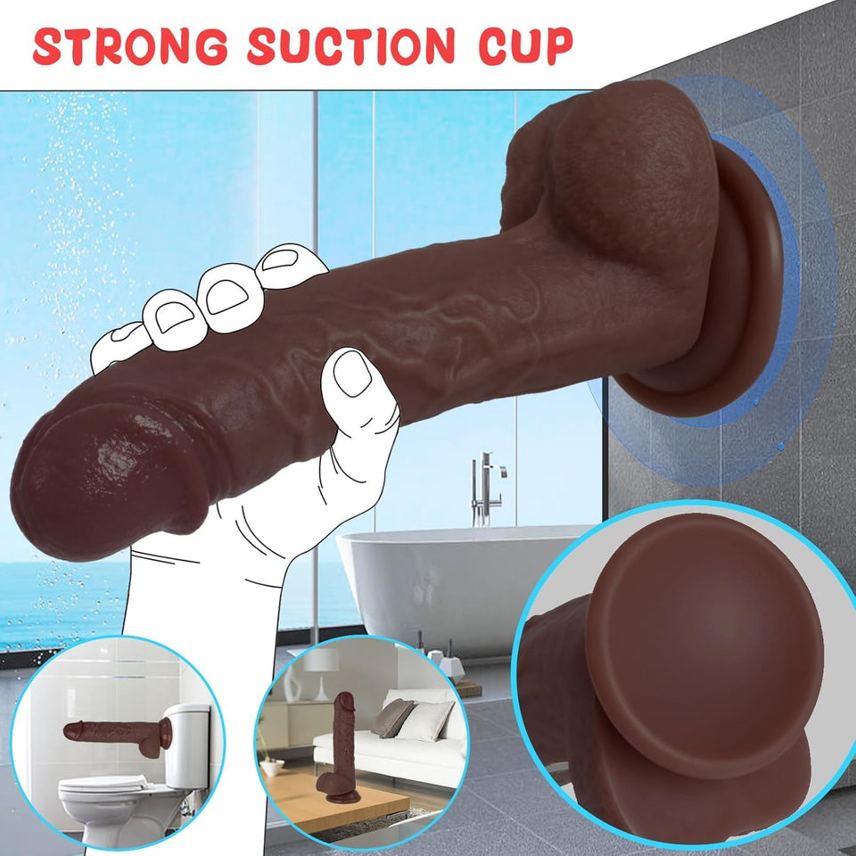 Sex Toys Dildo Realistic Silicone Dildo, Safety Material for Clitoral Vagina and Anal Stimulation with Strong Suction Cups, Sex