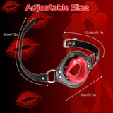 Kutocesy Open Mouth Gag Big Red Lips Ballgag Adjustable Leather Head Harness BDSM Erotic Toy Sex Accessories for Adults Couples