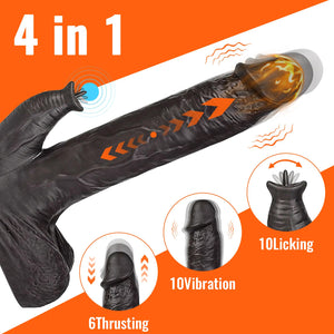 Thrusting Dildo Vibrator Sex Toys-Wireless Remote Control Realistic Dildo Clitoralis Stimulator Heated with 6 Telescopic & 10 Vi