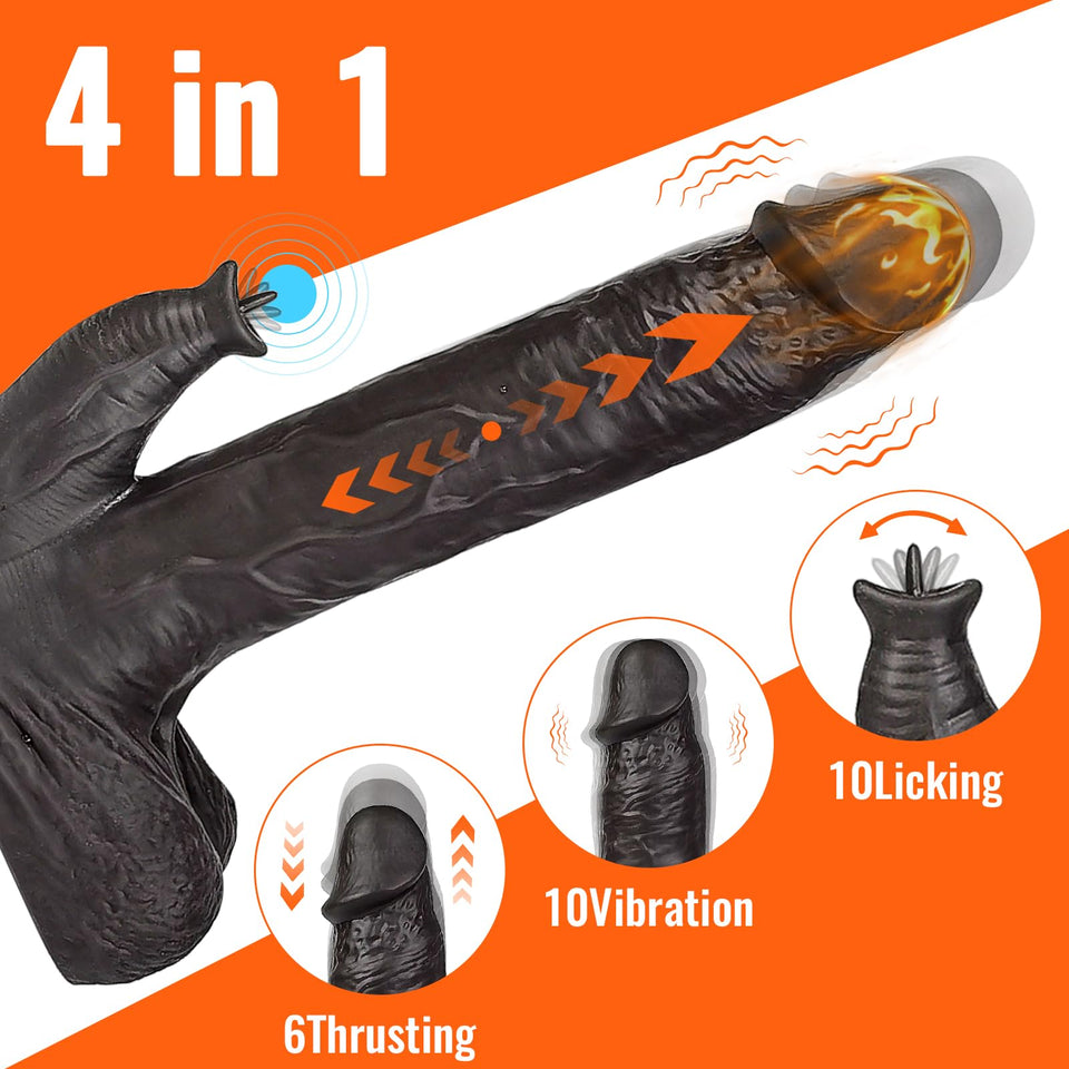 Thrusting Dildo Vibrator Sex Toys-Wireless Remote Control Realistic Dildo Clitoralis Stimulator Heated with 6 Telescopic & 10 Vi