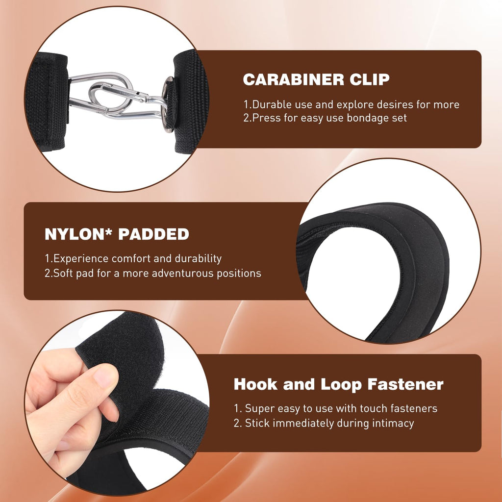 BDSM Bondage Restraints Couples Sex Toys, Sex Toys Wrist to Thigh Ankle Cuffs BDSM Kit Removable, BDSM Toys Ball Gag Blindfold S