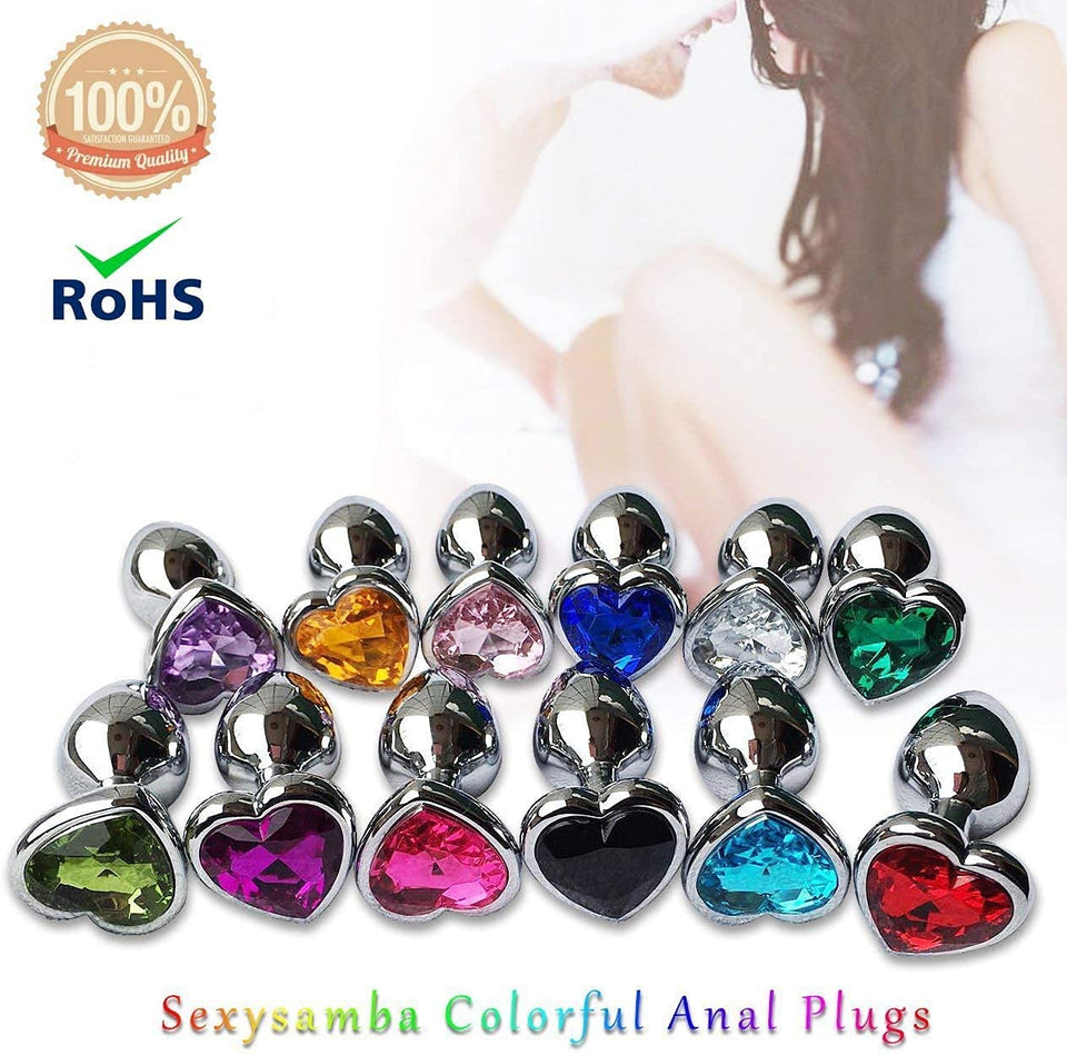 3Pcs Set Luxury Metal Butt Toys Heart Shaped Anal Trainer Jewel Butt Plug Kit S&M Adult Gay Anal Plugs Woman Men Sex Gifts Thing