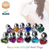 3Pcs Set Luxury Metal Butt Toys Heart Shaped Anal Trainer Jewel Butt Plug Kit S&M Adult Gay Anal Plugs Woman Men Sex Gifts Thing
