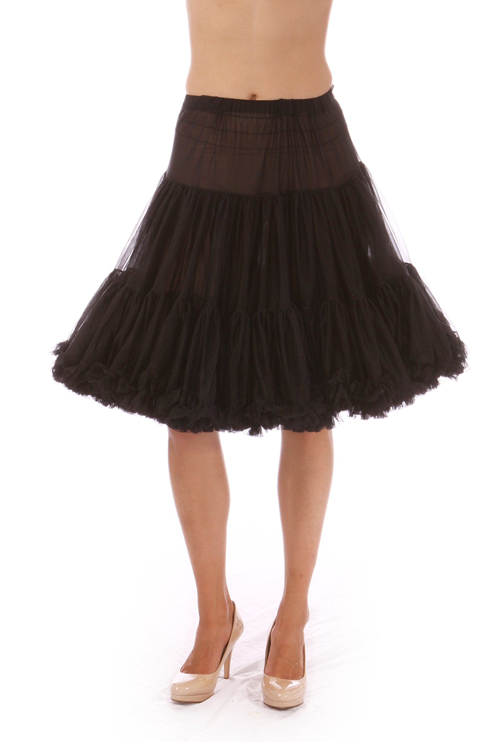 Malco Modes Luxury Vintage Knee-Length Crinoline Jennifer Petticoat Skirt Pettiskirt, Adult Tutu for Rockabilly 50s (Black, Smal