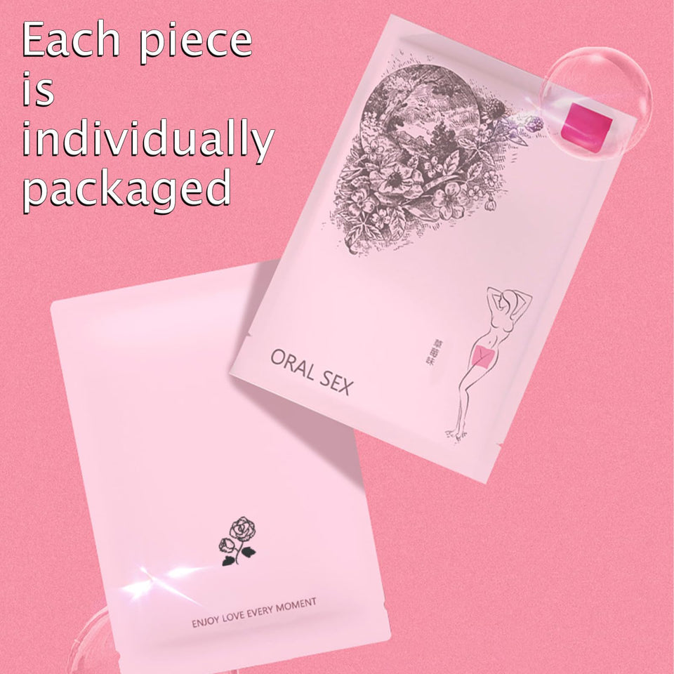 Rose Flavour Ultra-Thin Oral Sex Membrane and 10 Sex Position Cards,Oral Sex Covering for Gay,Men and Women Giving Each Other Or