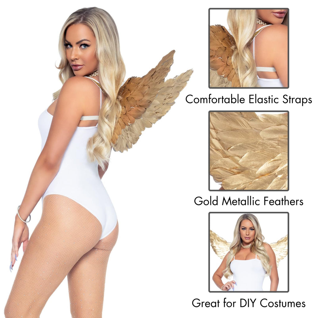 Gold Feather Wings. - O/S / Gold