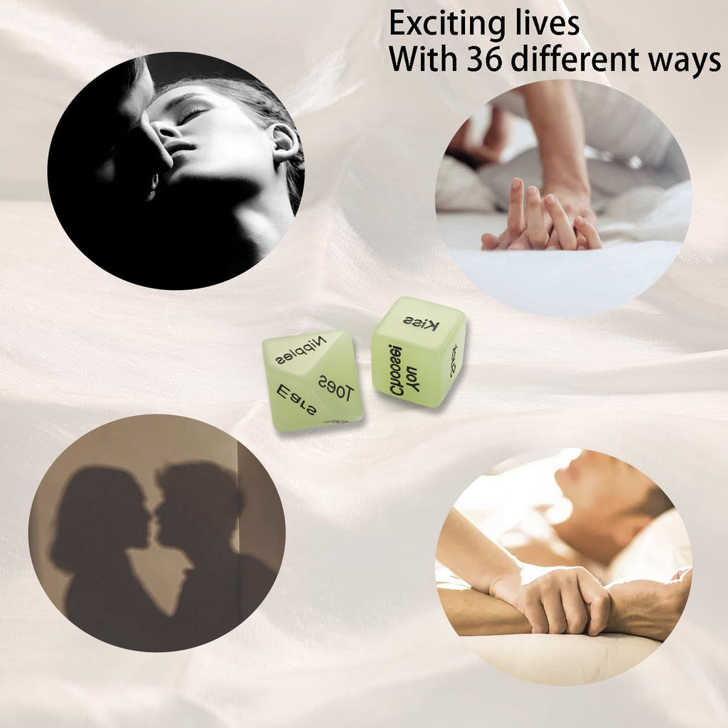 Naughty Sex Dice Set for Adults Couple Funny Glow in The Dark Love Dice for Anniversary Valentines Couple Game Choices,60 Ways t